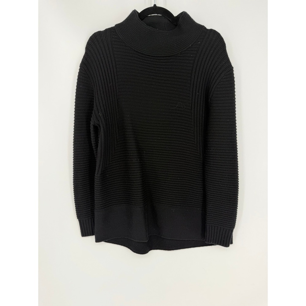 Athleta Sweater Women S Black Merino Wool Mock Neck Ribbed Knit Capsule Wardrobe